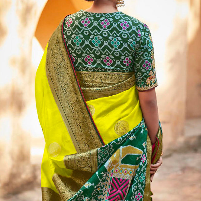 Rich Yellow Fashionable Woven Patola Silk Saree