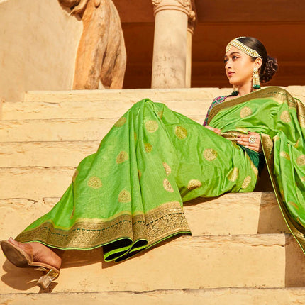 Lush Green Fashionable Woven Patola Silk Saree