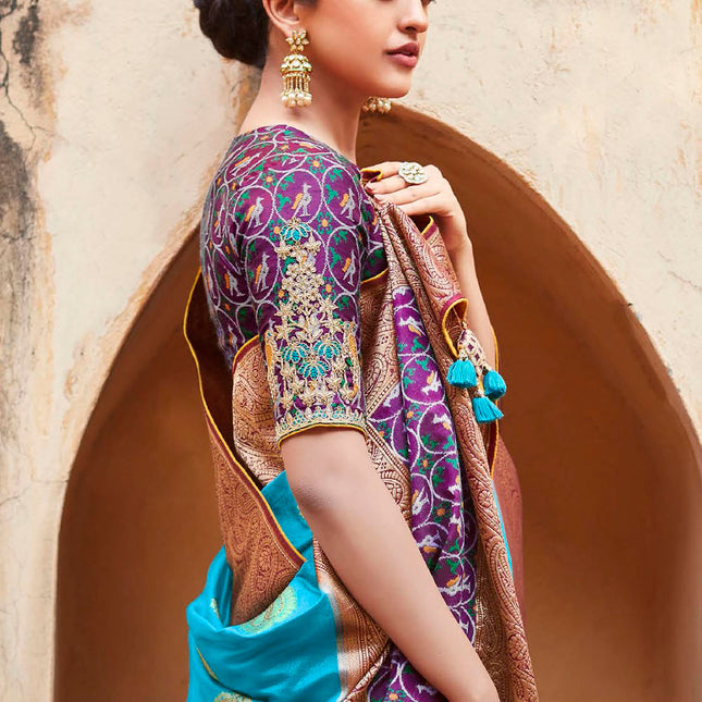 Ultramarine Blue Fashionable Woven Patola Silk Saree
