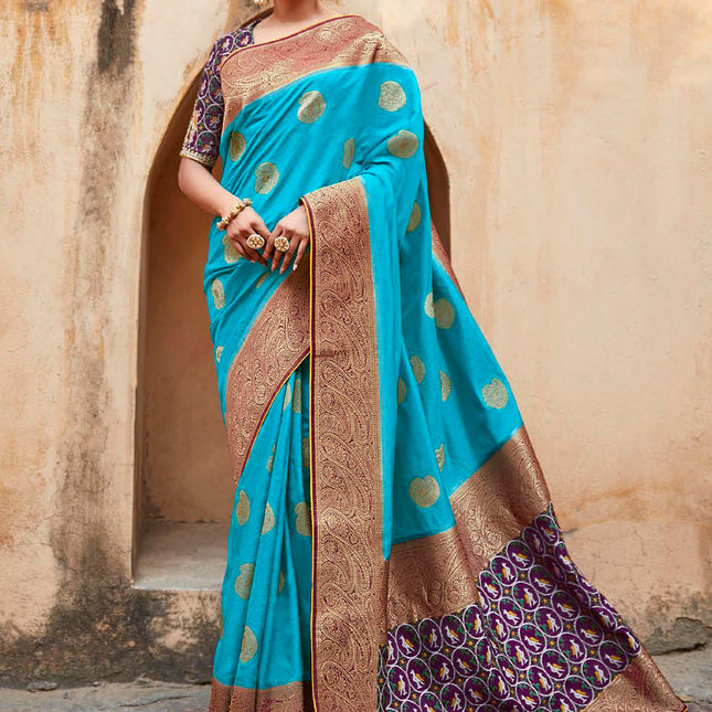 Ultramarine Blue Fashionable Woven Patola Silk Saree