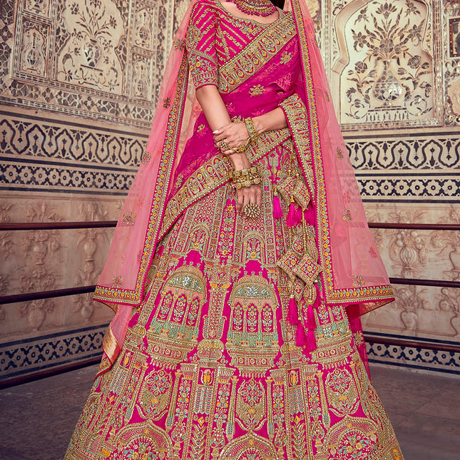 Blush Pink Jarkan Banarasi Silk Lehenga