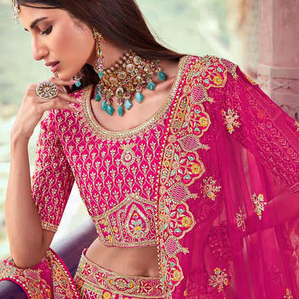 Liliac Pink Jarkan Banarasi Silk Lehenga