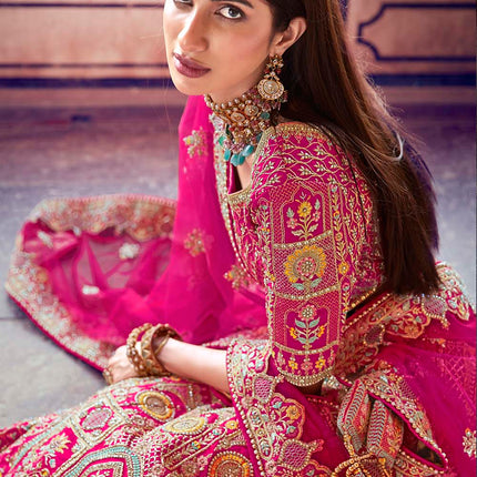 Liliac Pink Jarkan Banarasi Silk Lehenga