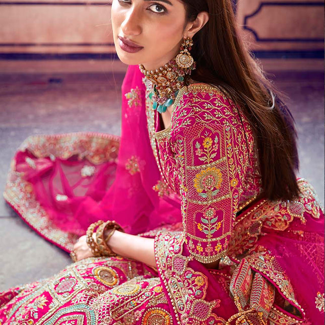 Liliac Pink Jarkan Banarasi Silk Lehenga