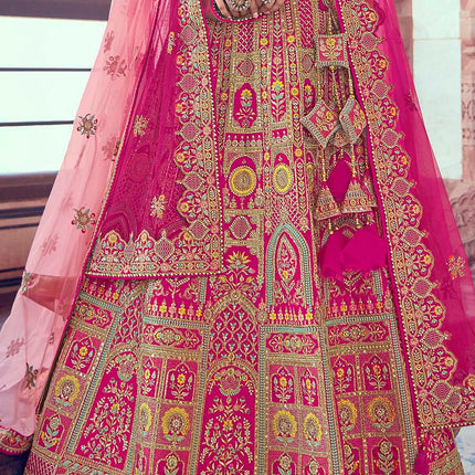 Liliac Pink Jarkan Banarasi Silk Lehenga