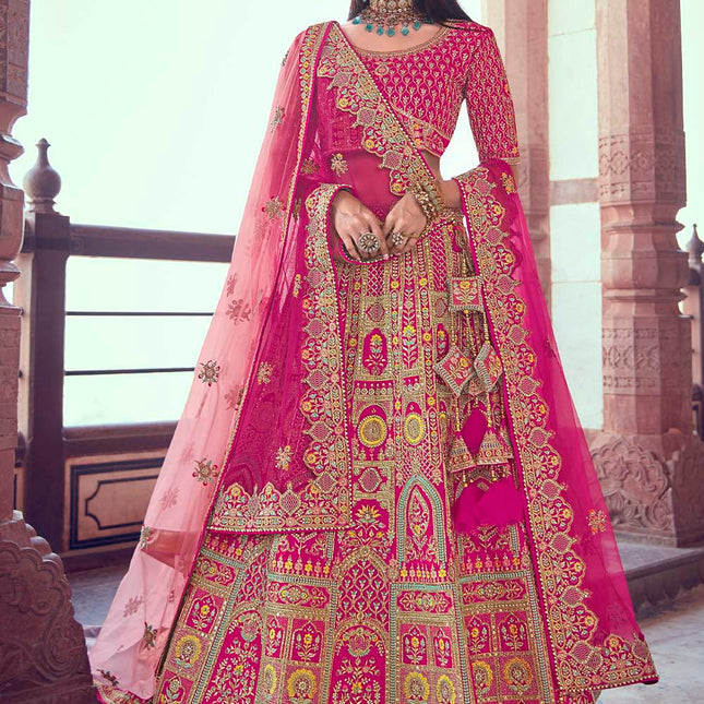 Liliac Pink Jarkan Banarasi Silk Lehenga