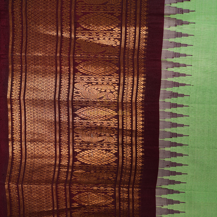 Light  Green Gadwal Pattu Sarees
