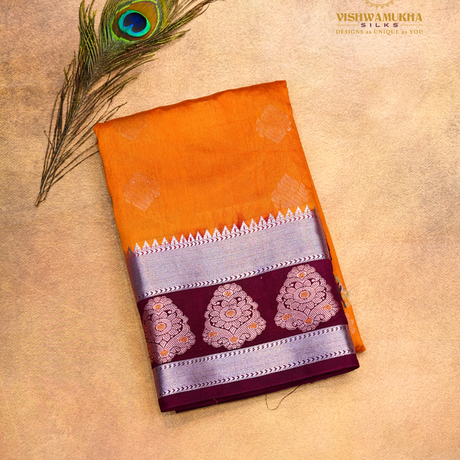 Semi Soft Pattu-VSSP48D Orange