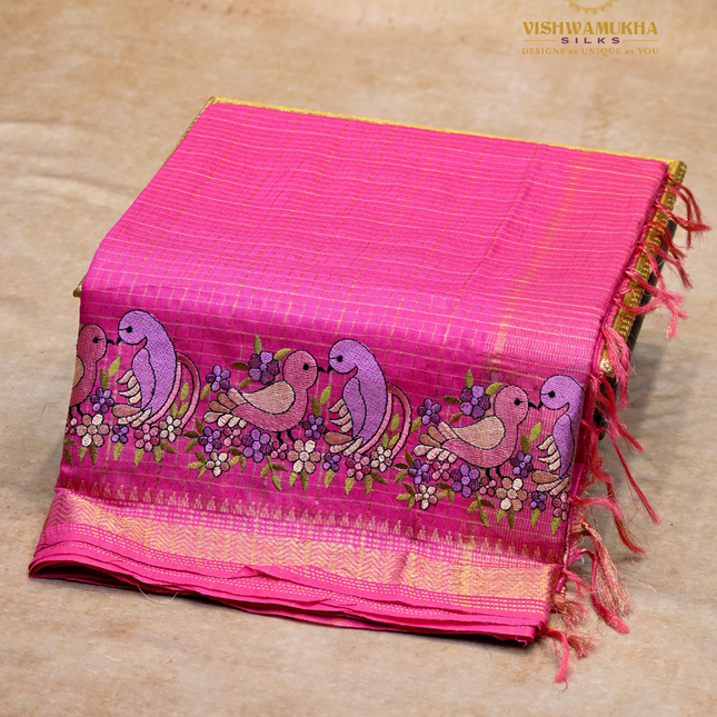 Chanderi saree-VSC33 Rani Pink (3)