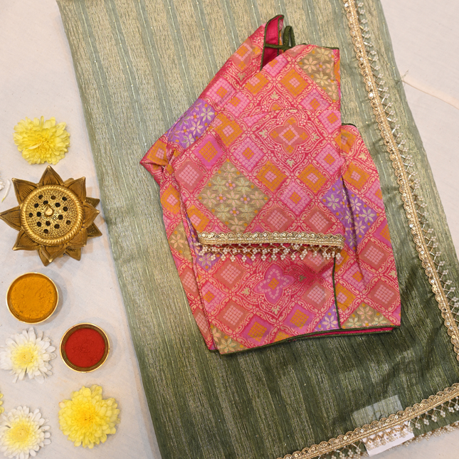 Crushed Organza Sarees-VSOF08