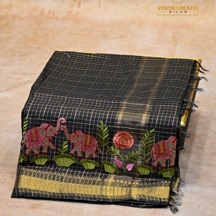 Chanderi saree-VSC28(6) Black