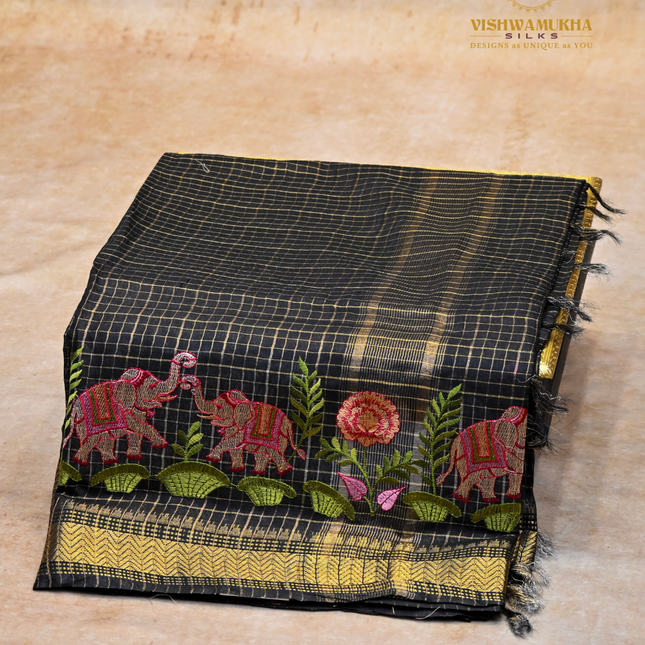 Chanderi saree-VSC28(6) Black