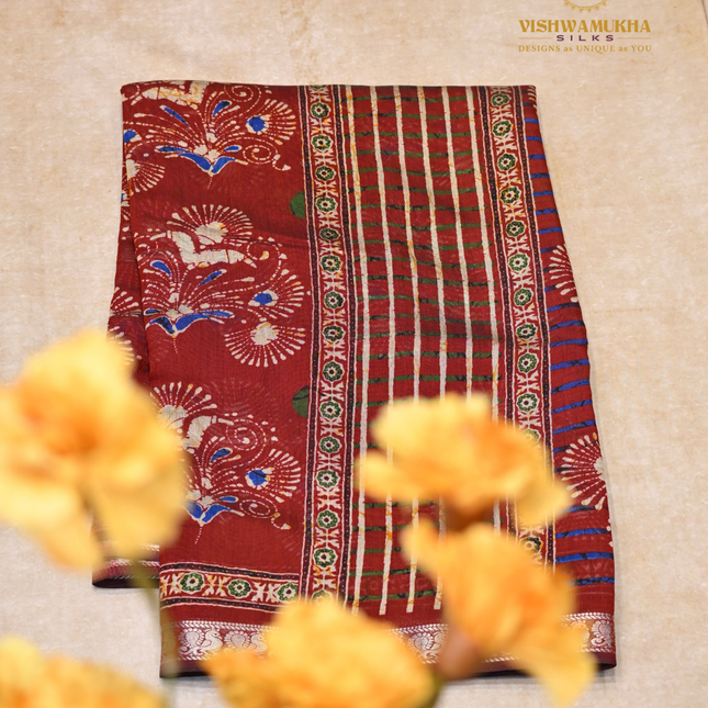 Chanderi Saree-VSC12 Maroon