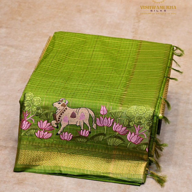 Chanderi saree-VSC27  Green (3)