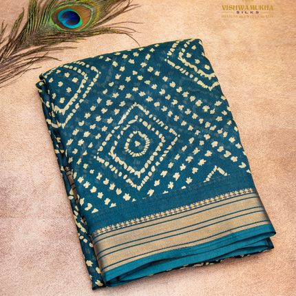 Bandhini Saree-VSBN1A peacock blue