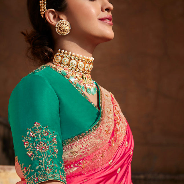 Magical Pink Sindhuri Banarasi Silk Saree