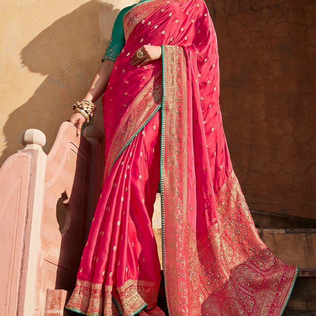 Magical Pink Sindhuri Banarasi Silk Saree