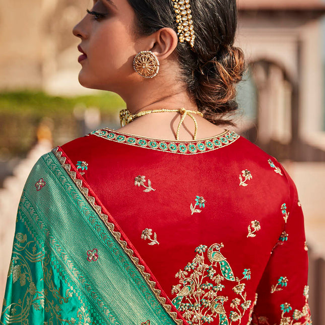 Beryl Green Woven Banarasi Silk Saree