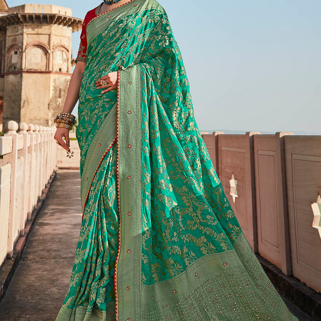 Beryl Green Woven Banarasi Silk Saree