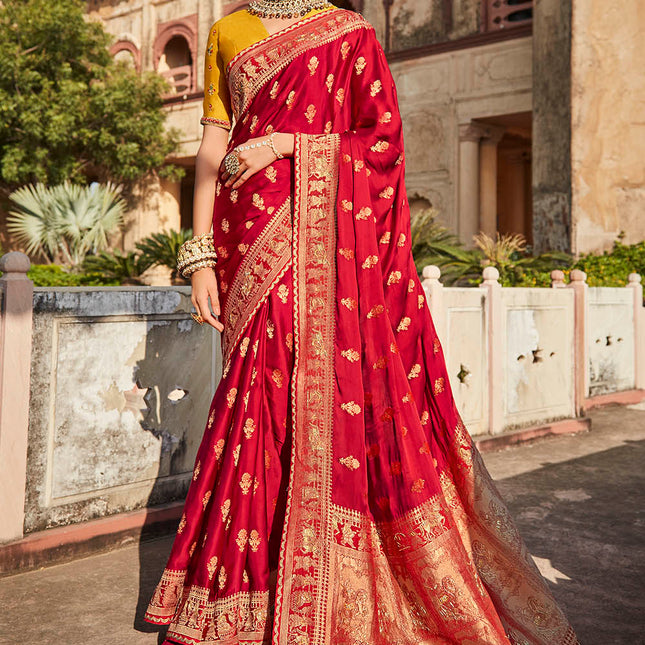 Sindhuri Red Woven Banarasi Silk Saree
