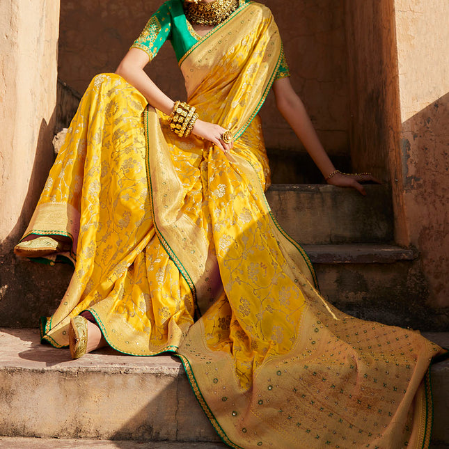 Sunny Yellow Woven Banarasi Silk Saree