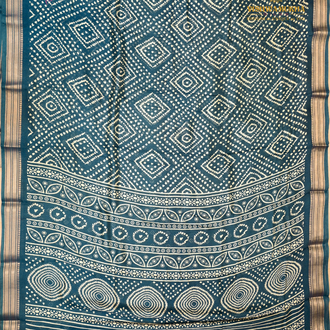 Bandhini Saree-VSBN1A peacock blue