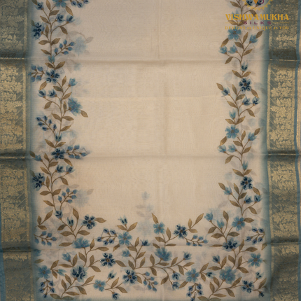 Chanderi Kantha Work-VSC6 Sea Blue