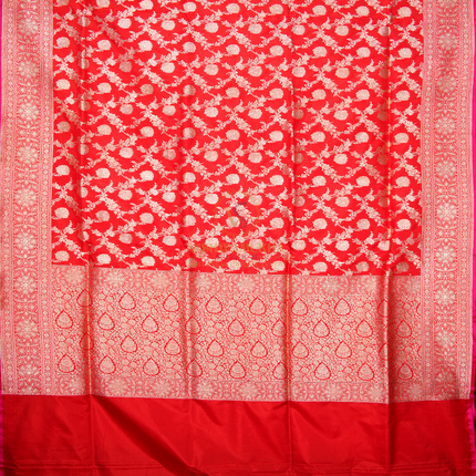 SHINY RED  PURE BANARAS KATAN