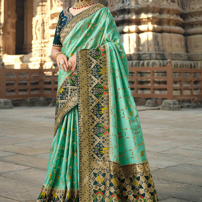 Pistachio Green Banarasi Silk Woven Saree