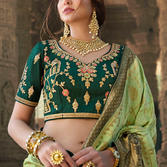 Apple Green Woven Banarasi Silk Saree