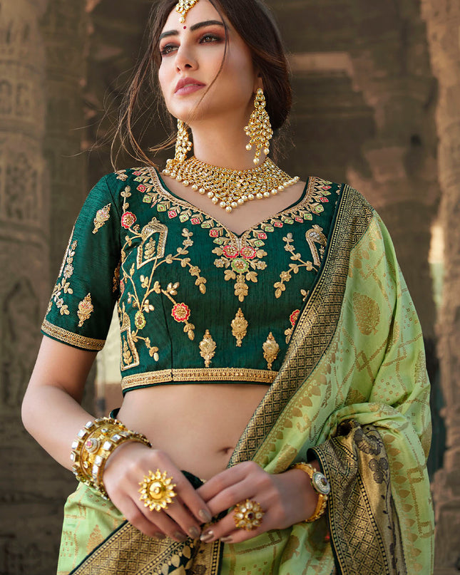 Apple Green Woven Banarasi Silk Saree