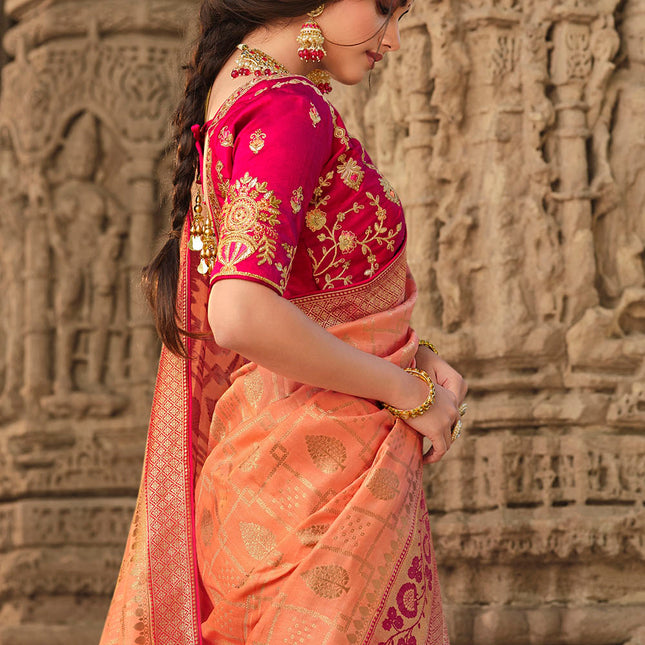 Sand Orange Woven Banarasi Silk Saree