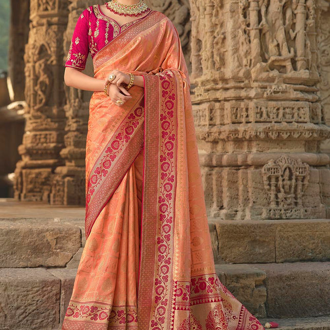 Sand Orange Woven Banarasi Silk Saree