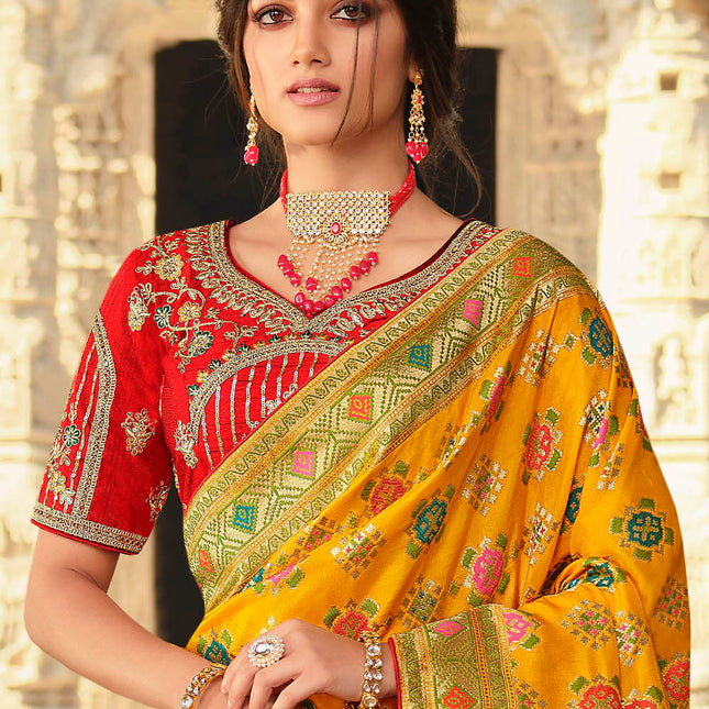 Turmuric Yellow Banarasi Woven Silk Saree