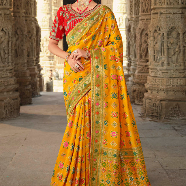 Turmuric Yellow Banarasi Woven Silk Saree