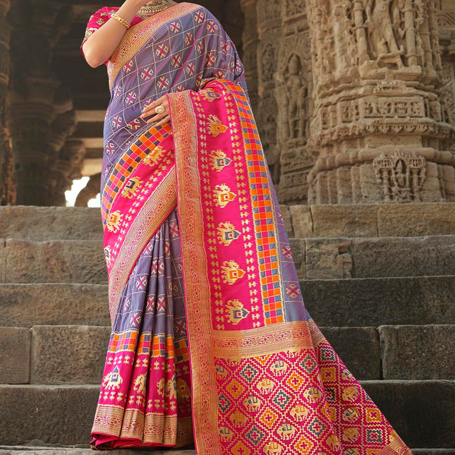 Jassy Purple Woven Banarasi Silk Saree