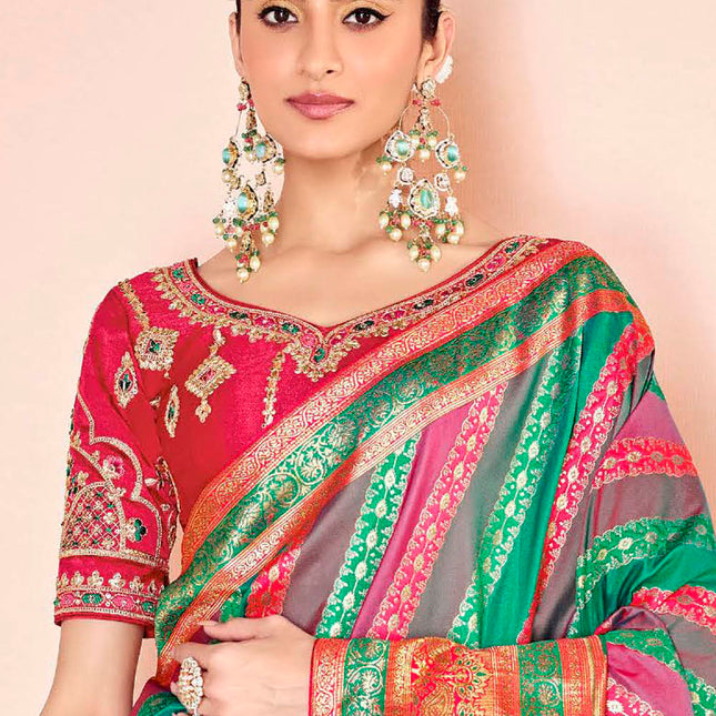Iridescent Woven Banarasi Silk Saree