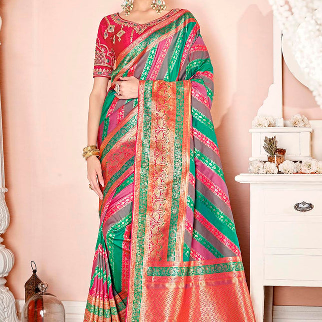 Iridescent Woven Banarasi Silk Saree