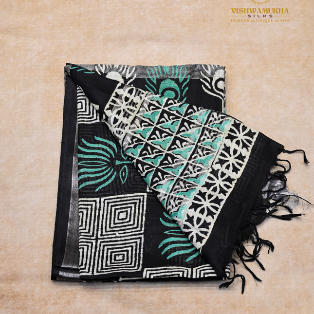 Linen Sarees-VSL17 Balck