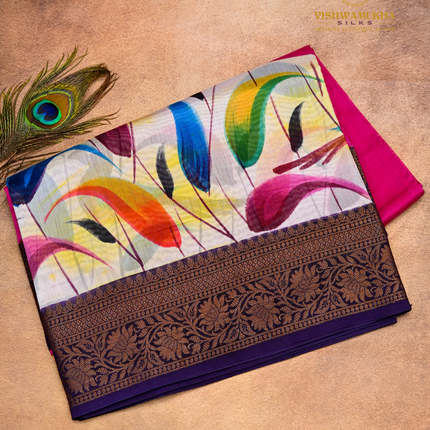 Chanderi Sarees-VSC43A Rani pink