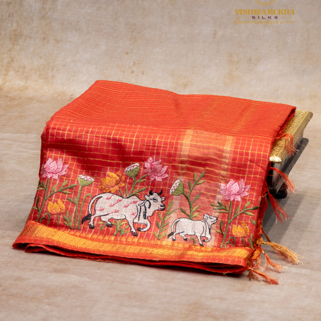 Chanderi saree-VSC32 Tomato (4)