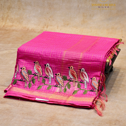 Chanderi saree-VSC34 Rani Pink (4)