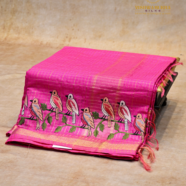 Chanderi saree-VSC34 Rani Pink (4)