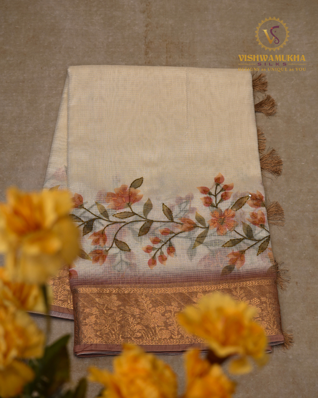 Chanderi Kantha Work-VSC8 Peach
