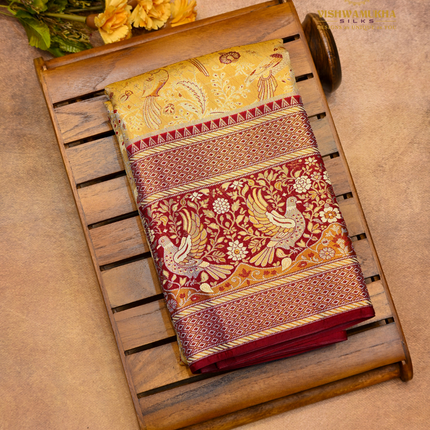 Semi pattu Meenakari-VSSP59D Beige