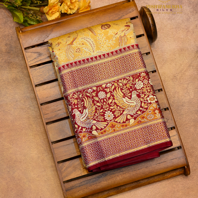 Semi pattu Meenakari-VSSP59D Beige