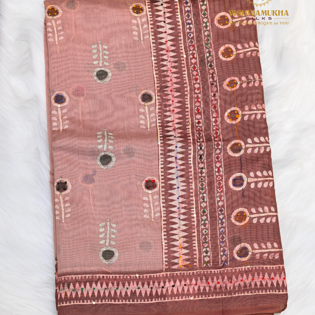 Chanderi Sarees-VSC40 Peach