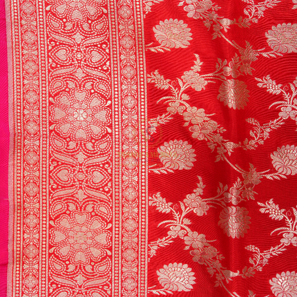 SHINY RED  PURE BANARAS KATAN