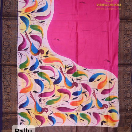 Chanderi Sarees-VSC43A Rani pink