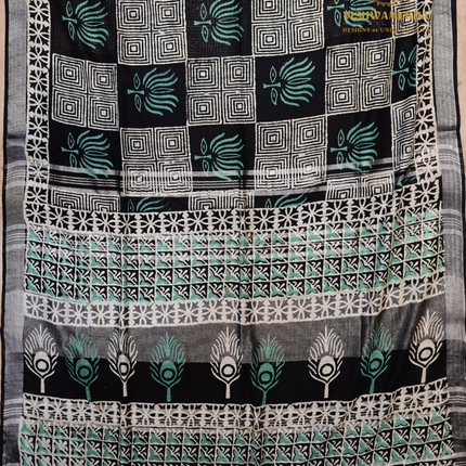 Linen Sarees-VSL17 Balck